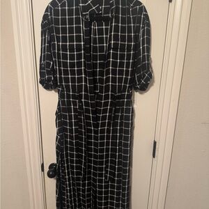 Black and White Windowpane Midi Dress